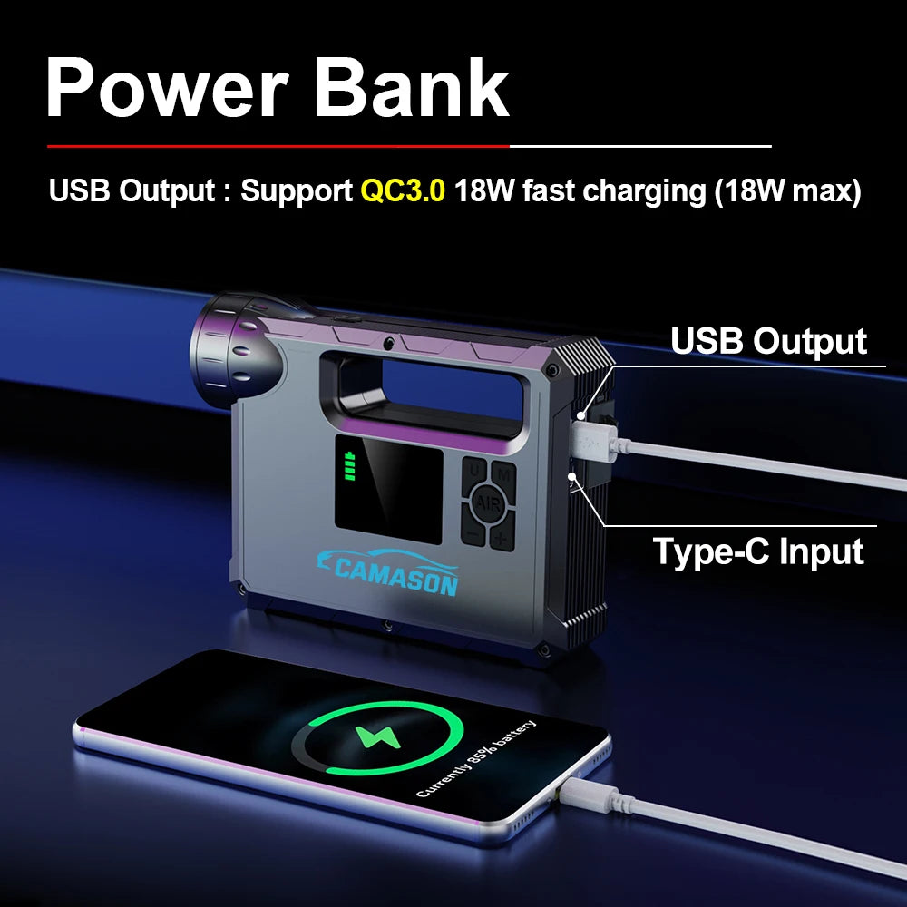 5 In 1 Car Jump Starter With Air Compressor Power Bank - The Kings Lots