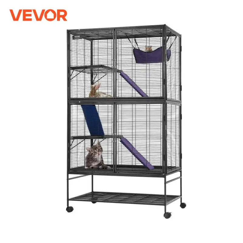 VEVOR 64.6" Rolling Metal Ferret Cage Large 4-Tier Critter Cage
