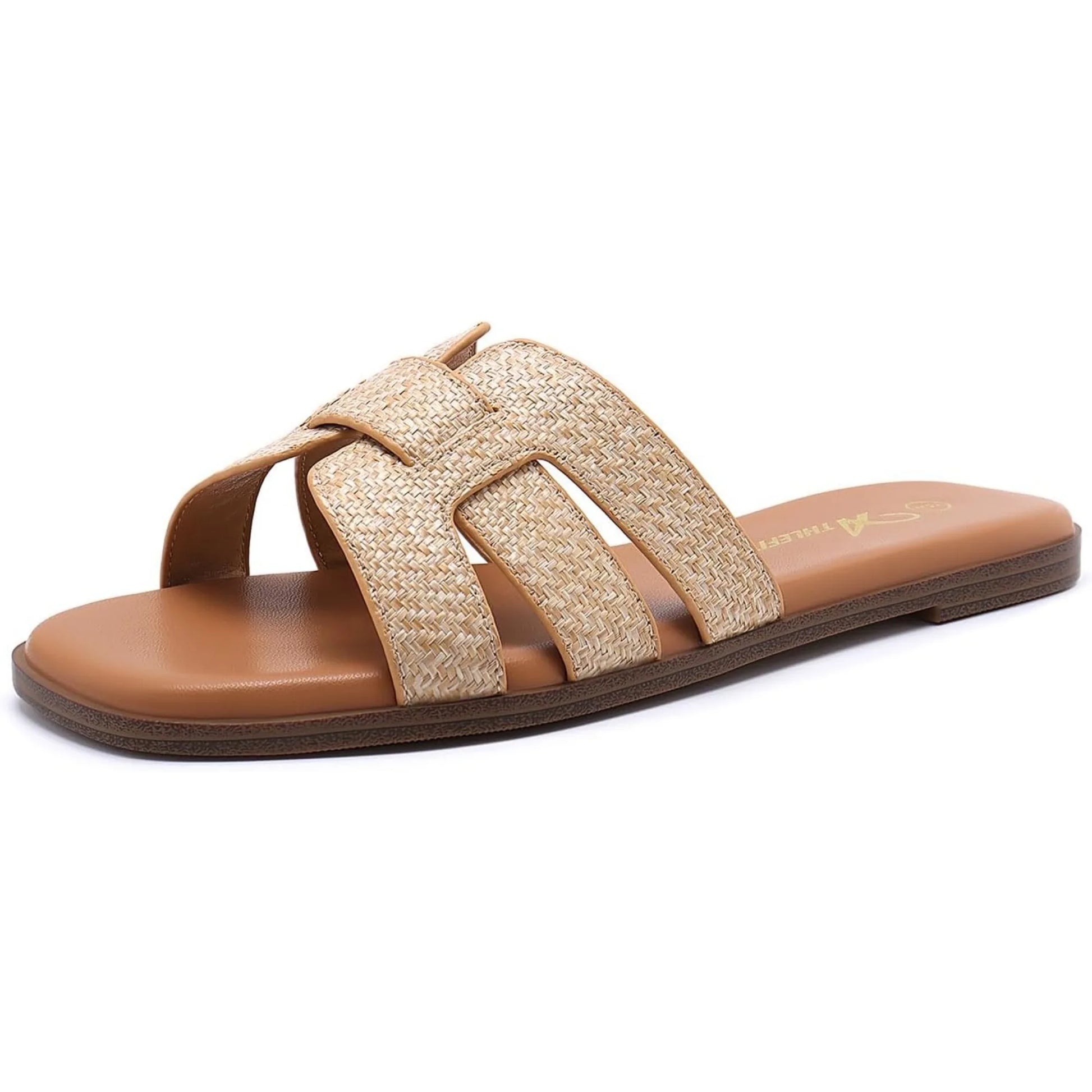 Women's Flat Sandals Dressy Summer Square Open Toe Slip On - The Kings Lots