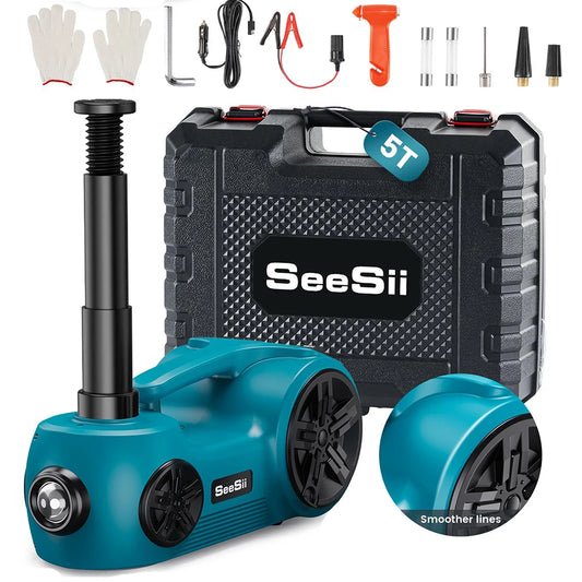 Seesii Electric Car Jack 5 Ton 12V Hydraulic Jack with Tire Inflator Pump - The Kings Lots