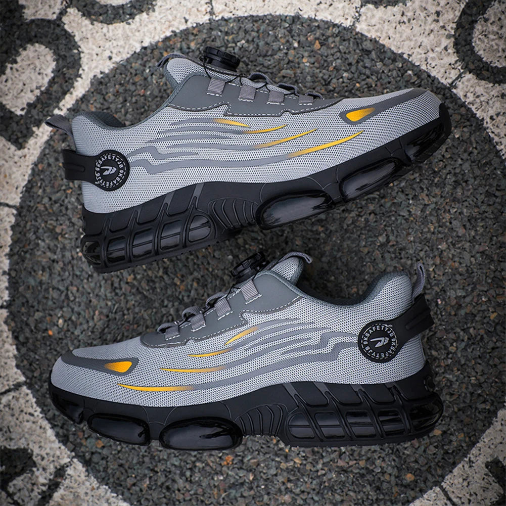 Men Steel Toe Shoes Lightweight Safety Shoes Non Slip Comfortable Work Shoes Breathable for Industrial Construction - The Kings Lots