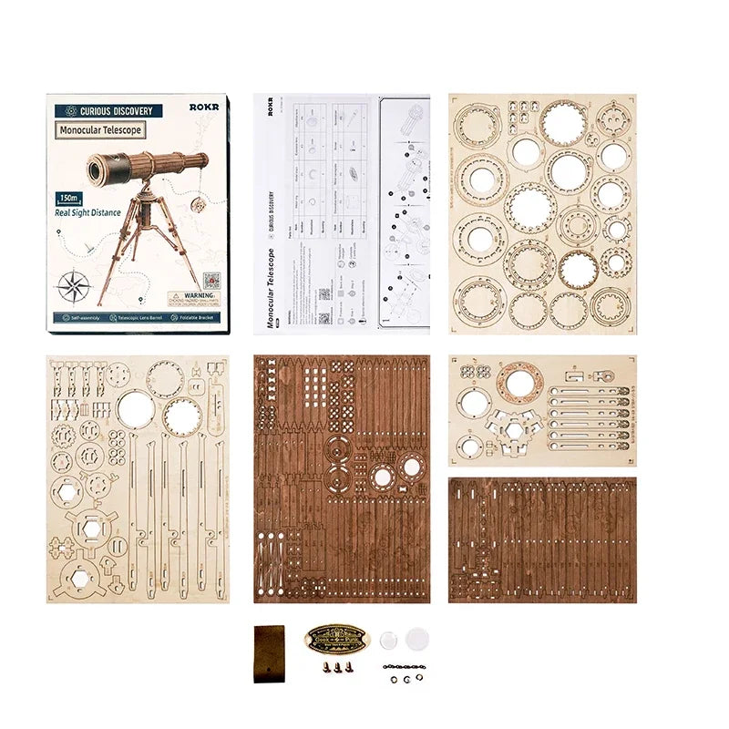 Robotime ROKR Monocular Telescope 3D Wooden Puzzle Game - The Kings Lots
