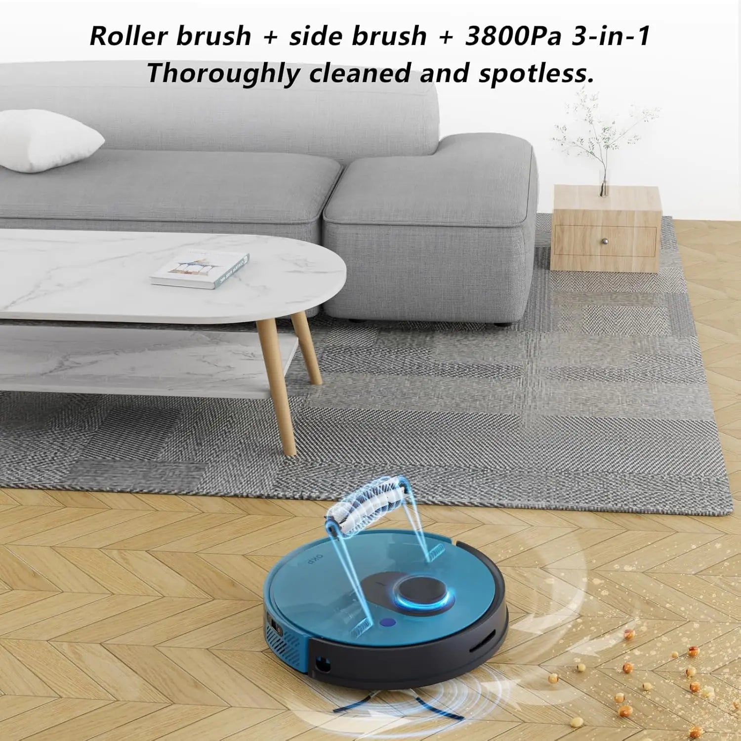 OKP Lidar Robot Vacuum Cleaner 3800Pa Power Suction for Pet Hair and Carpet - The Kings Lots