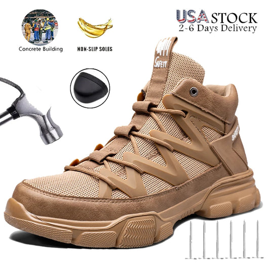 Composite Toe Work Boots Mens Puncture-Proof Midsole Non-Slip Breathable & Comfort Fit for Warehouse Use Anti-smash Work Boots - The Kings Lots