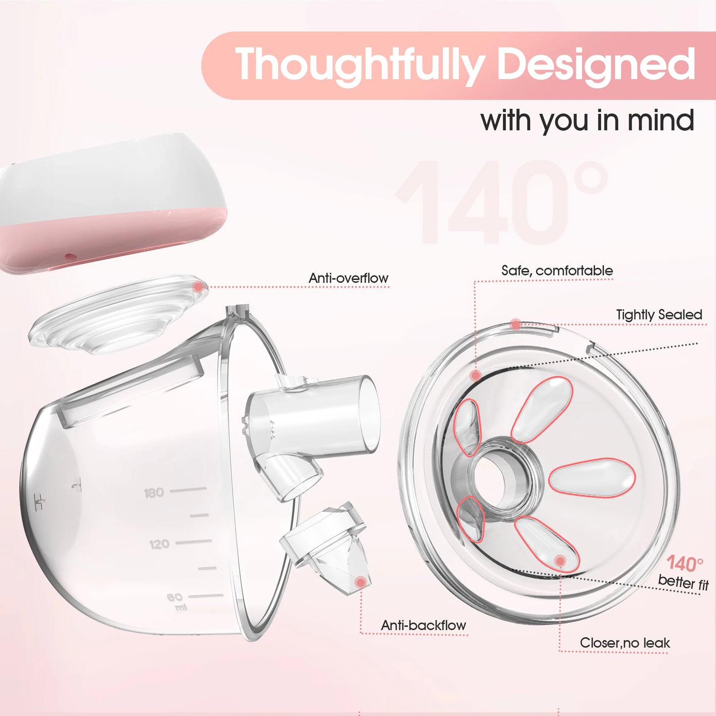 2 Pcs Electric Wearable Breast Pump 1200mAh USB Chargable Silent Milk Extractor Painless Automatic Milker Comfort Breastfeeding - The Kings Lots