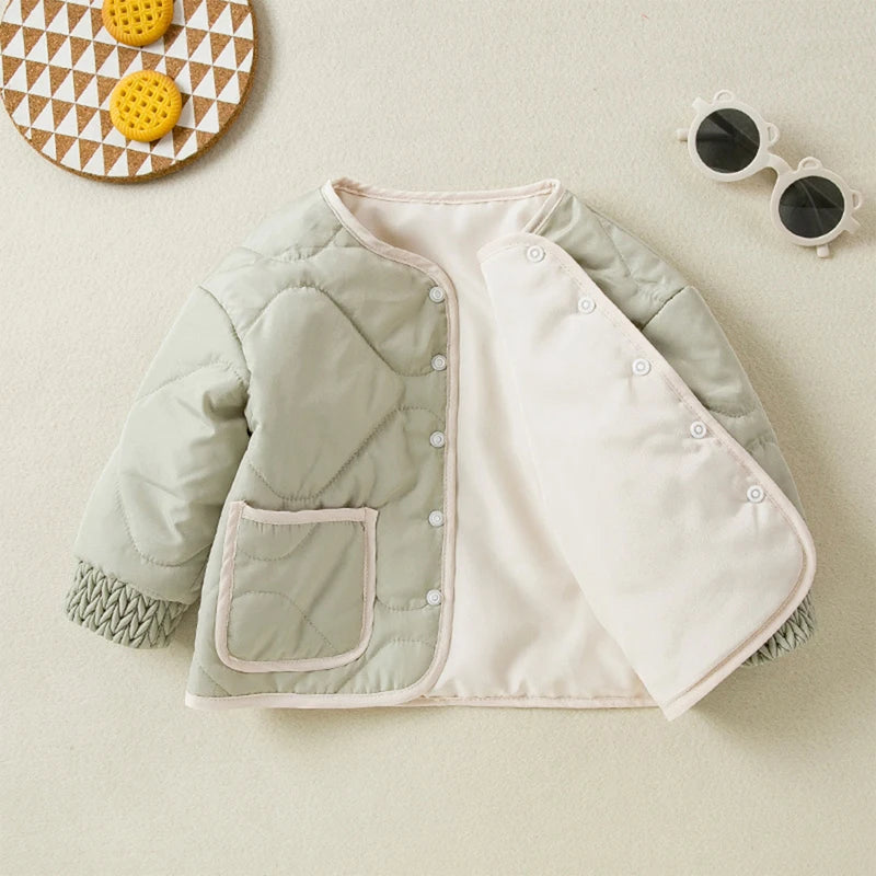 Kids Quilted Puffer Jacket with Hood and Zipper Closure Warm Winter Coat for Boys and Girls Outdoor Outerwear with Pockets - The Kings Lots