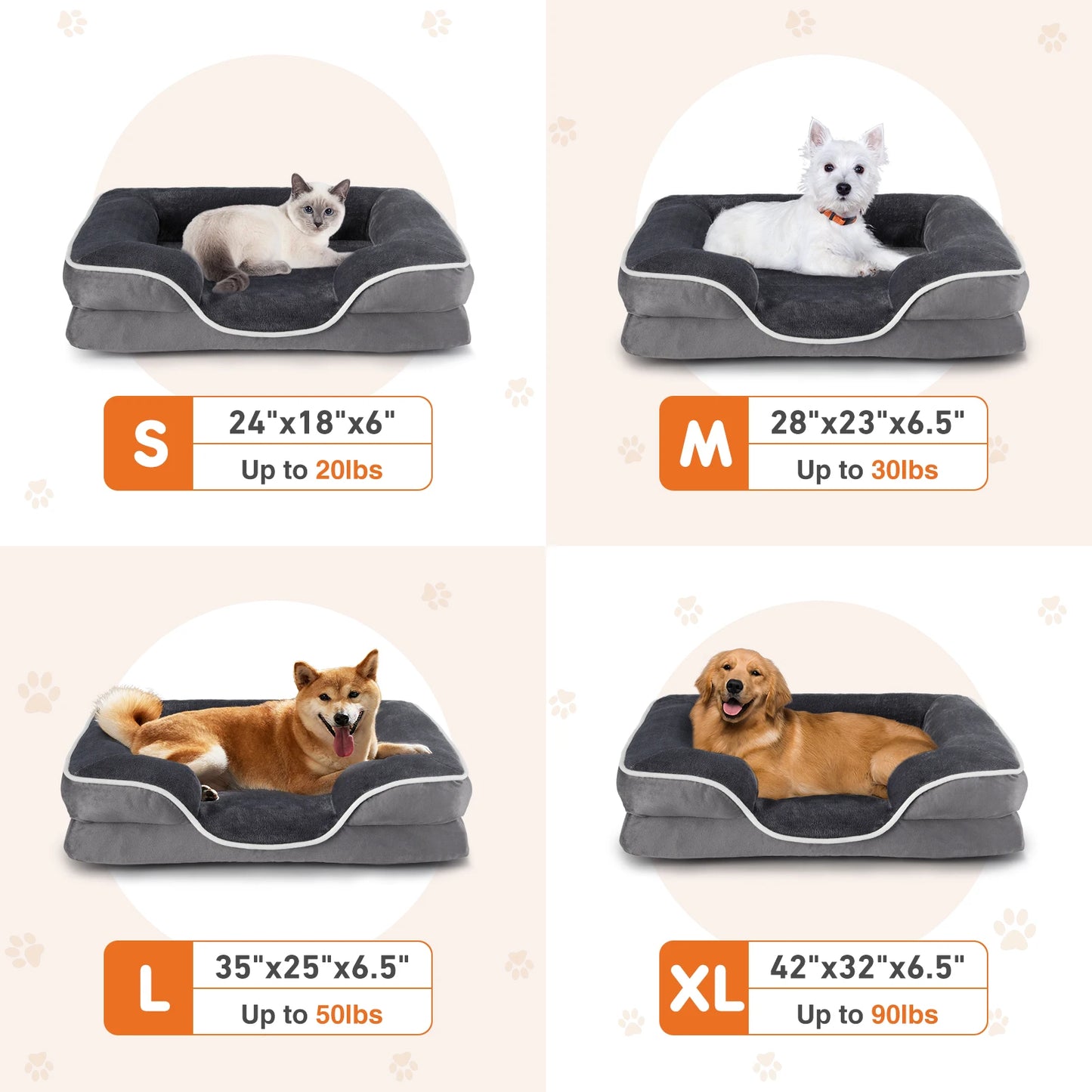 JHK Orthopedic Dog Bed Memory Foam for Small Dogs & Cats
