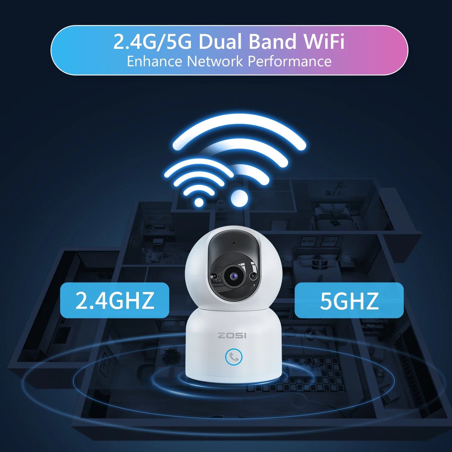 ZOSI 3MP Baby Monitor 2.4G/5G 360 Pan Tilt Pet Camera - The Kings Lots