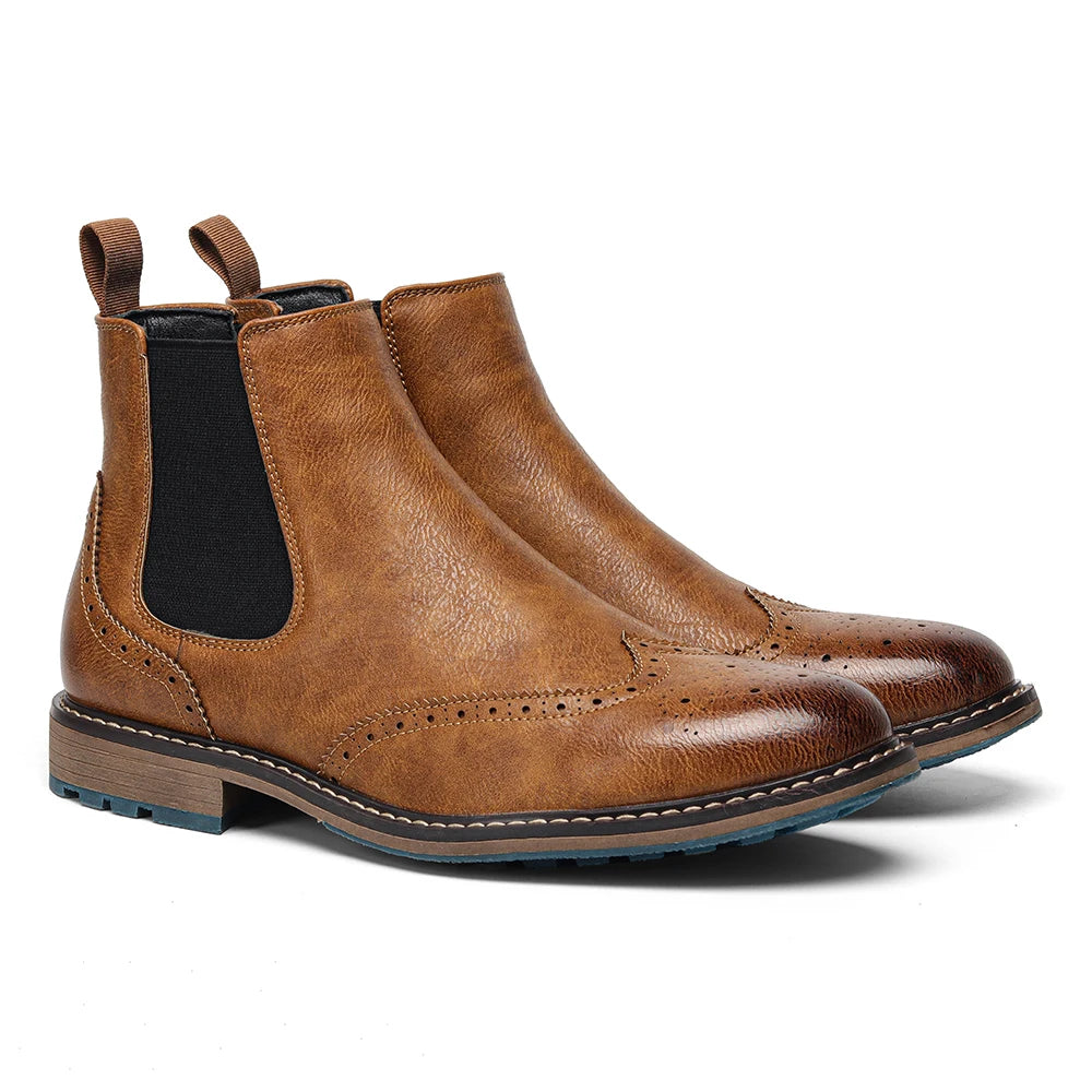Size 8-13 Retro Men Boots 2025 Fashion Comfortable Spring Leather Boots - The Kings Lots