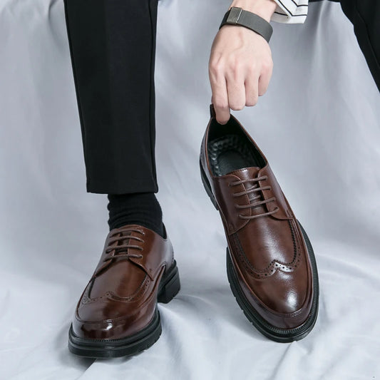 Men's Dress Oxford Shoes Classic Lace Up Formal Shoes Style - The Kings Lots