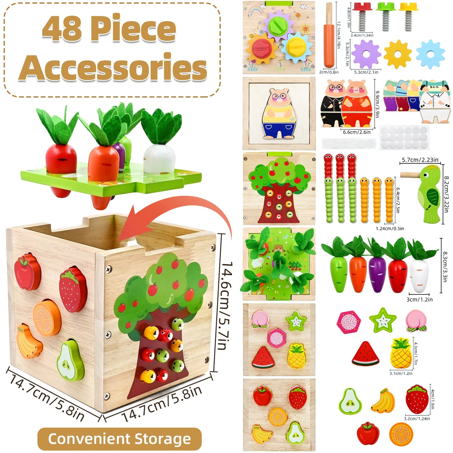 Baby Wooden Activity Cube Center Toys for Boys Girls - The Kings Lots