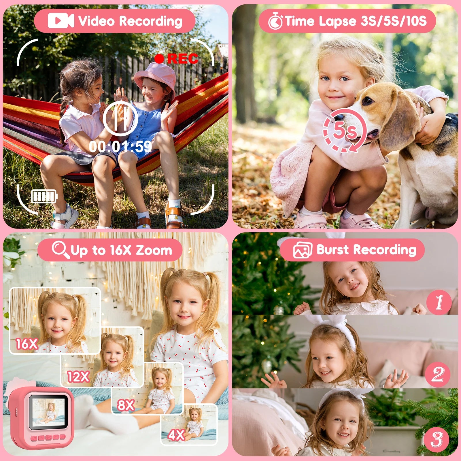 Kids Cartoon Camera Toy 2.4" 12MP Digital Camera 1080P HD - The Kings Lots