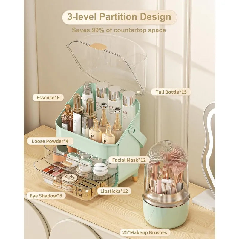 Makeup Organizer, Skincare Holder Bathroom Counter Organizer, Storage Box Cosmetic Display Cases, Teen Girl Gifts Trendy Stuff - The Kings Lots