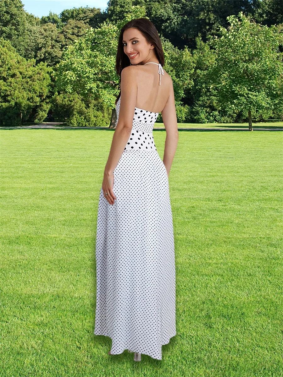 Women s Sleeveless V-Neck Maxi Dress with Floral Print