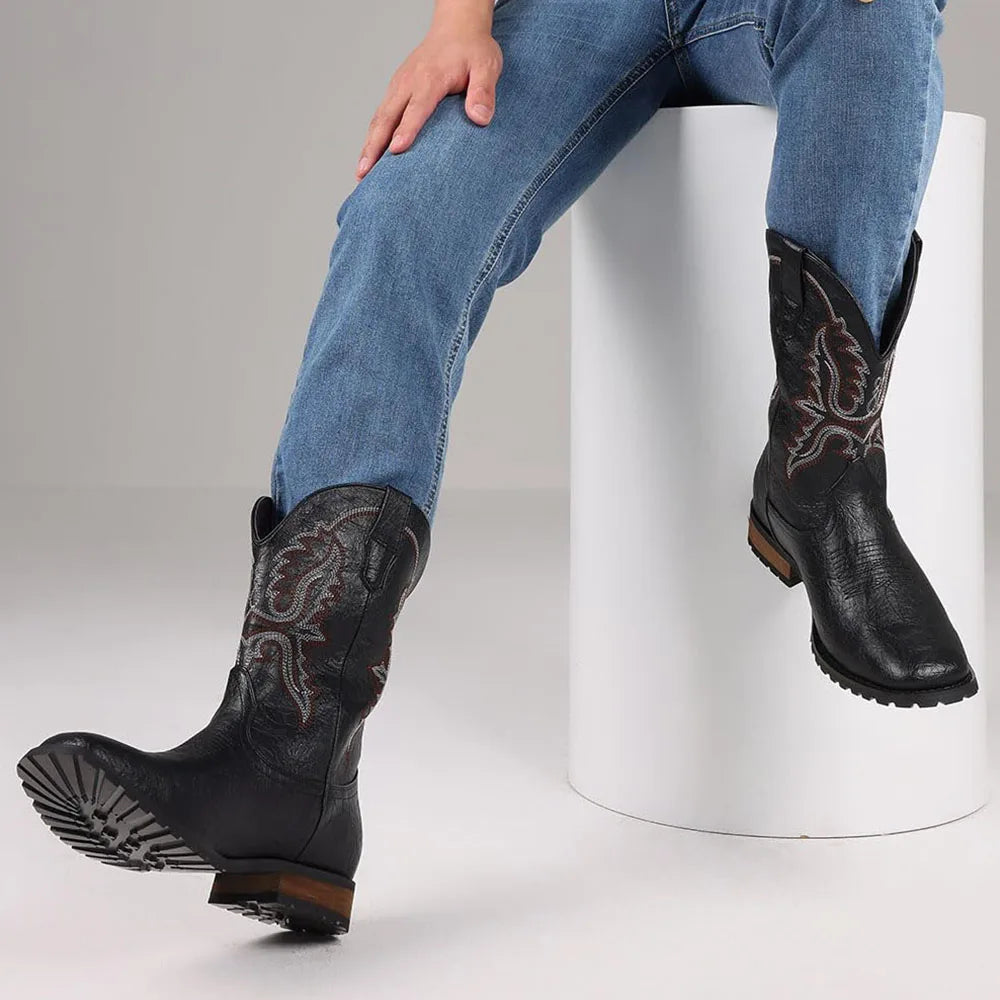 DoraTasia Plus Size 12.5 Retro Square Toe Cowboy Boots - The Kings Lots