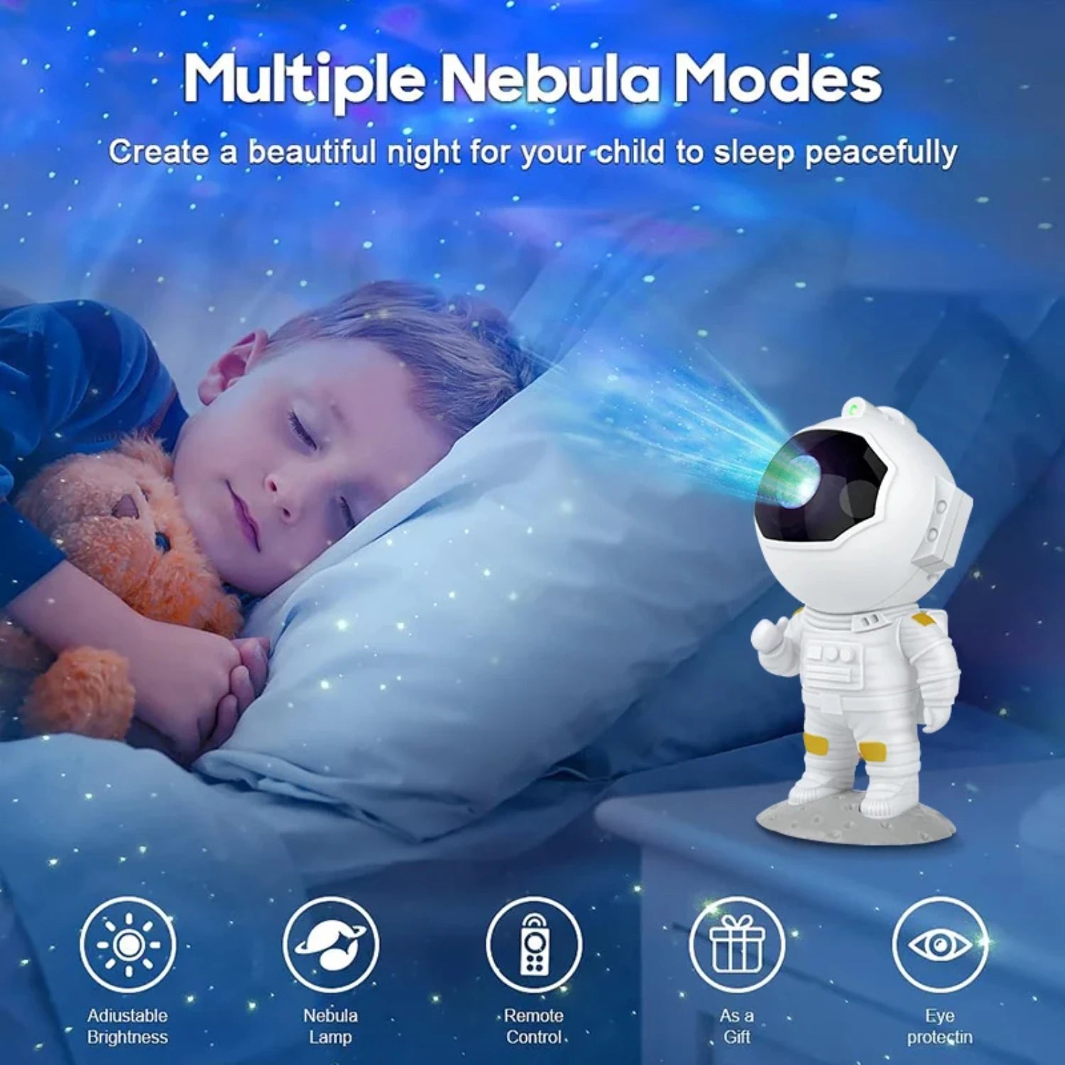 Astronaut Projector Starry Nebula LED Night Lamp with Remote Control for Birthday Decoration - The Kings Lots