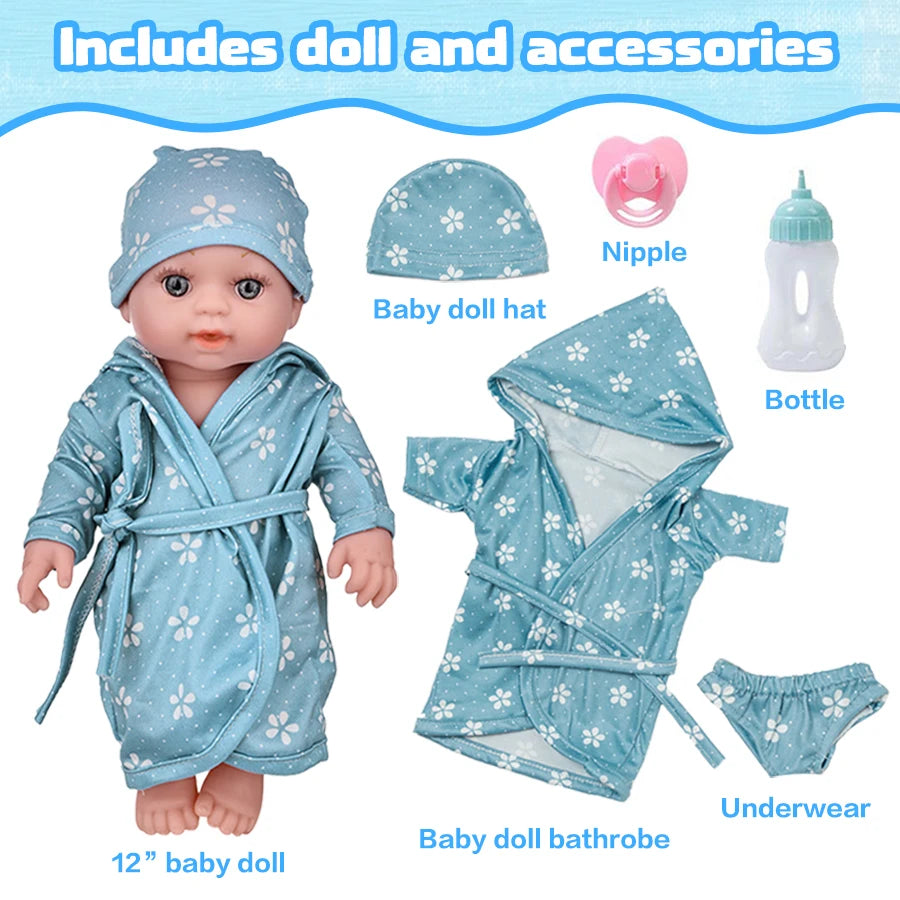 12Inch/30cm Bathrobe Newborn Baby Doll Simulation Gift - The Kings Lots