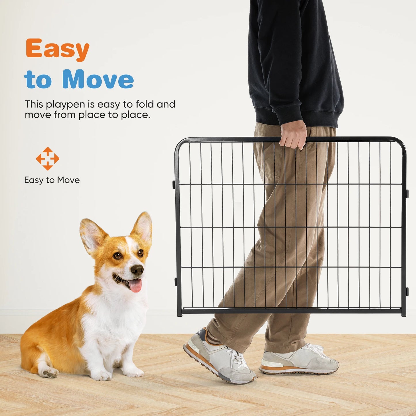 JHK 8 Panel Dog Playpen Indoor Pet Fence for Outdoor Use