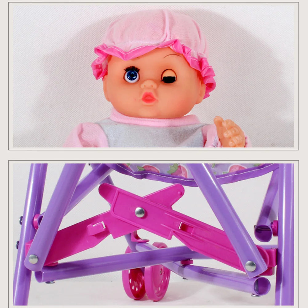 Foldable Baby Stroller for Dolls with 10 Inch Doll Toy Stroller for Baby Dolls for Babies Infants Toddlers Girls Kids