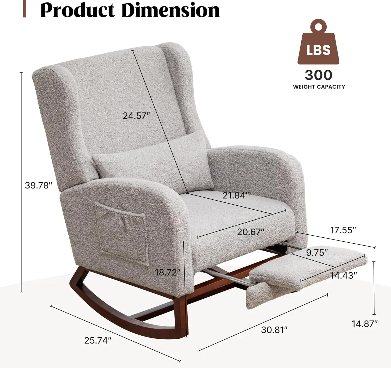 Rocking Chair Nursery with Foot Rest and Wingback Design - The Kings Lots