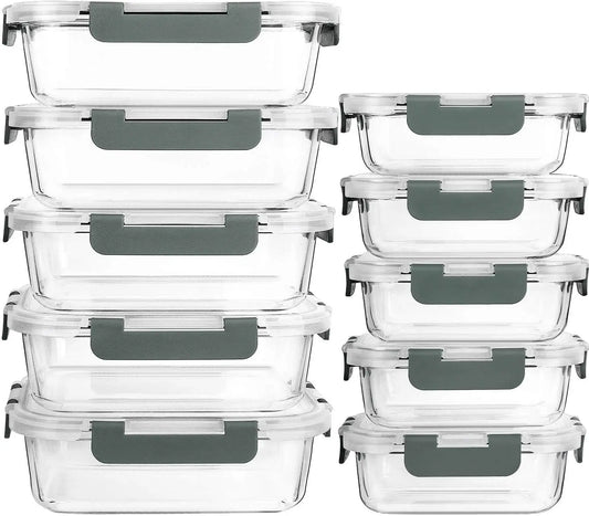10-Pack Glass Meal Prep Containers W/ Lids For Food Storage