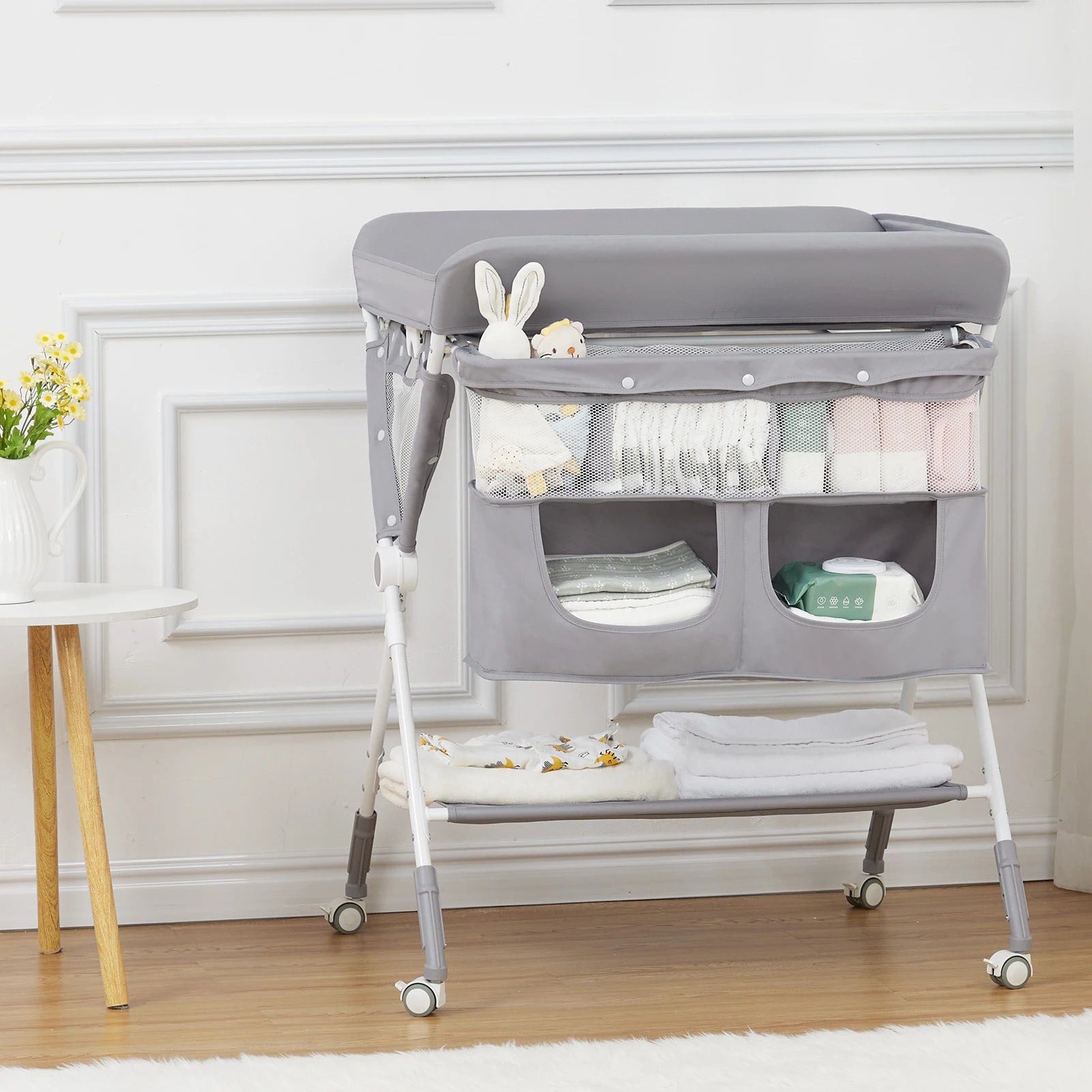 Portable Baby Changing Table with Wheels and Adjustable Height - The Kings Lots