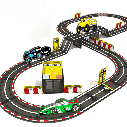 Magnetic Tiles Racing Track & Road Expansion Set for Kids - The Kings Lots