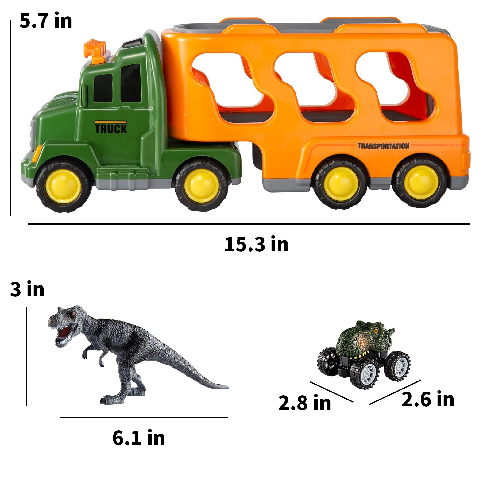 Dinosaur Trucks Toys For Kids Sets 7 In 1 Dinosaur Carrier - The Kings Lots