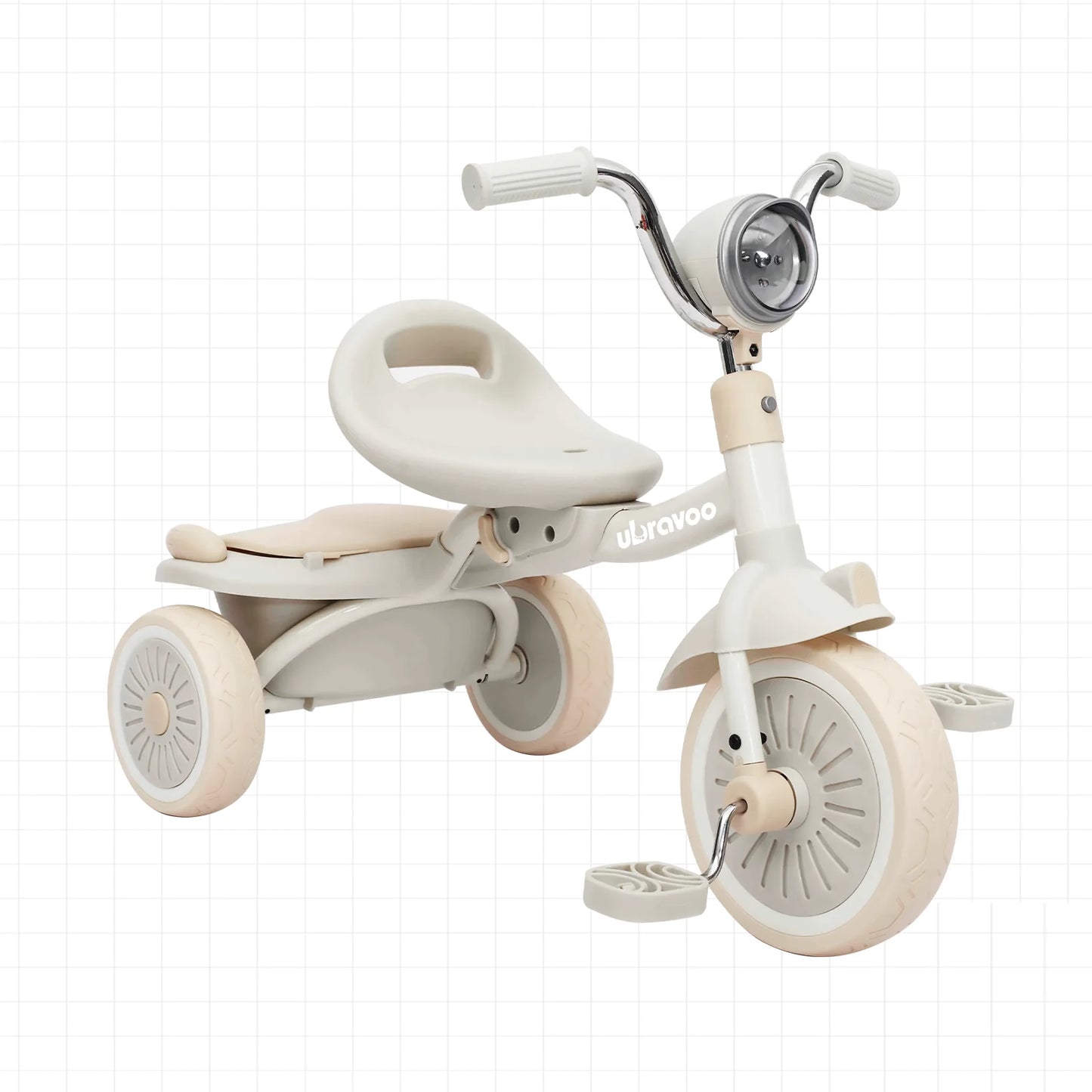 UBRAVOO Baby Foldable Tricycle Trike with Pedals,Unique PU Wheels with Elasticity Shock-absorbing Effect,Cool Lights,1-5 Years - The Kings Lots