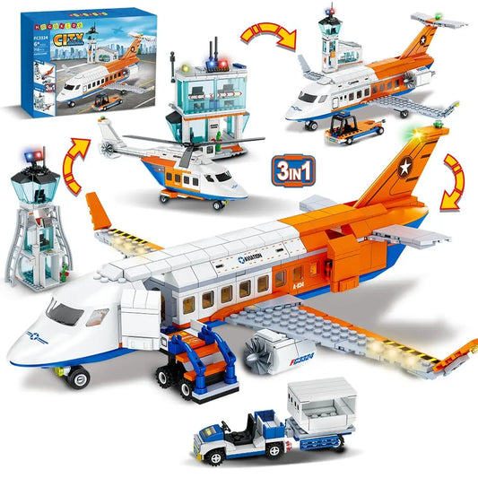 HOGOKIDS City Passenger Airplane Building Set STEM 3 in 1 Toy - The Kings Lots