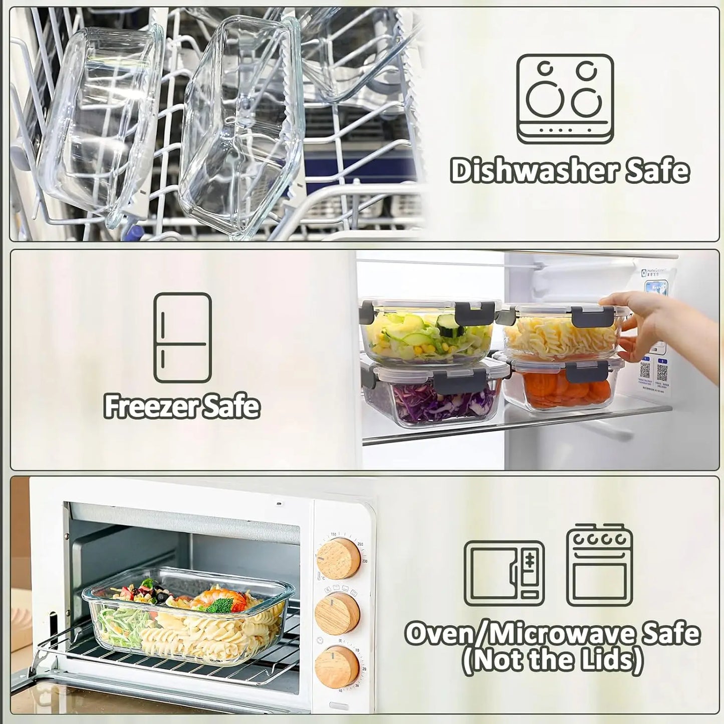 10-Pack Glass Meal Prep Containers W/ Lids For Food Storage