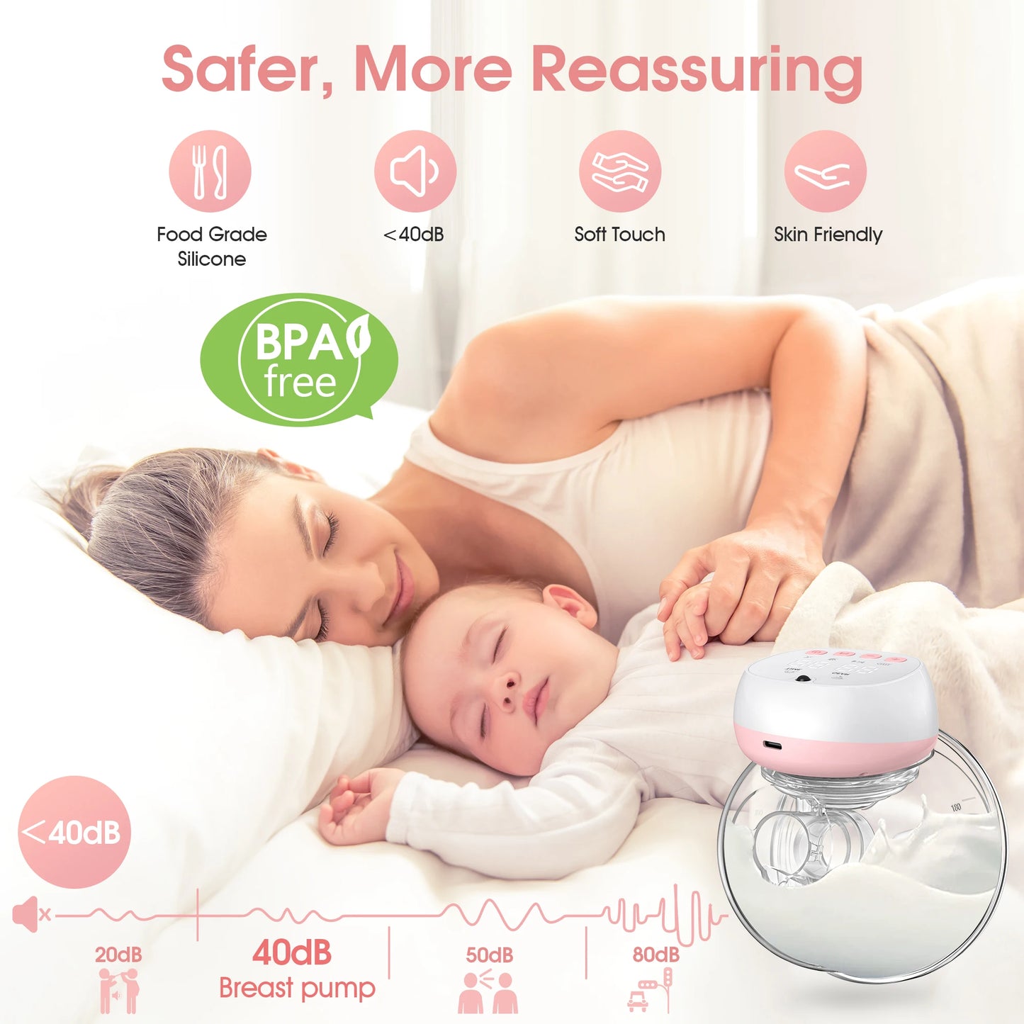 2 Pcs Electric Wearable Breast Pump 1200mAh USB Chargable Silent Milk Extractor Painless Automatic Milker Comfort Breastfeeding - The Kings Lots