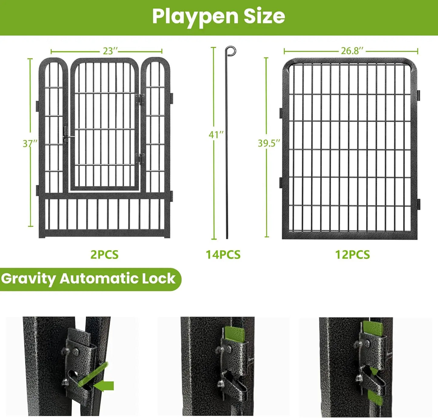 Dog Playpen Metal Outdoor Dog Pen with Door 40 Inch Height