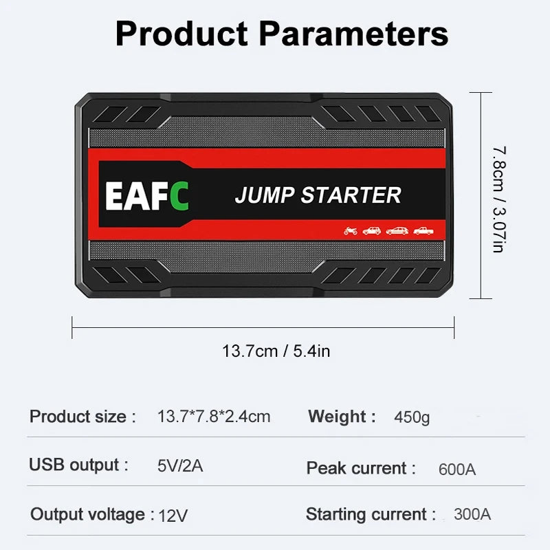 EAFC Car Jump Starter Power Bank 600A 12V Auto Starter - The Kings Lots
