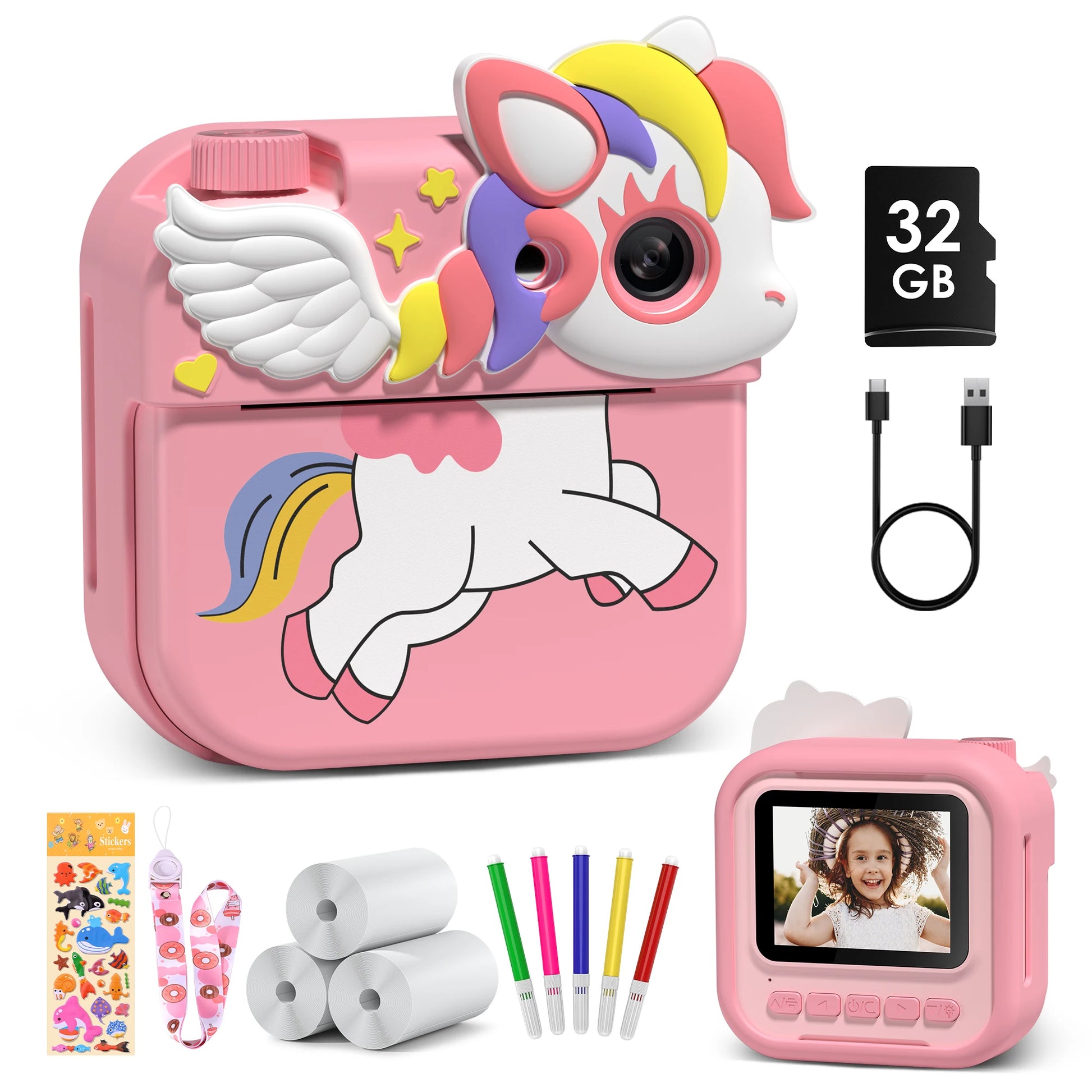 Kids Cartoon Camera Toy 2.4" 12MP Digital Camera 1080P HD - The Kings Lots