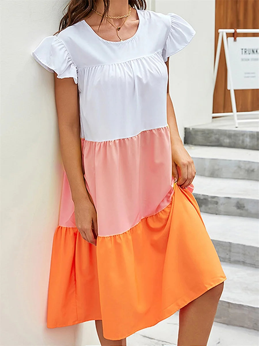 Women s Boho Style Floral Print Maxi Dress with V-Neckline