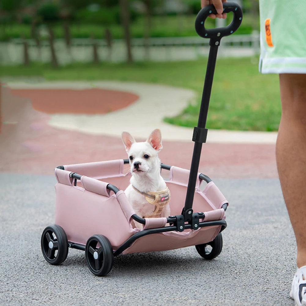 Folding Dog Stroller 4 Wheels Teddy Baby Stroller for Traveling Rolling Cat Carrier Pet Carriage for Travelling Shopping Walking