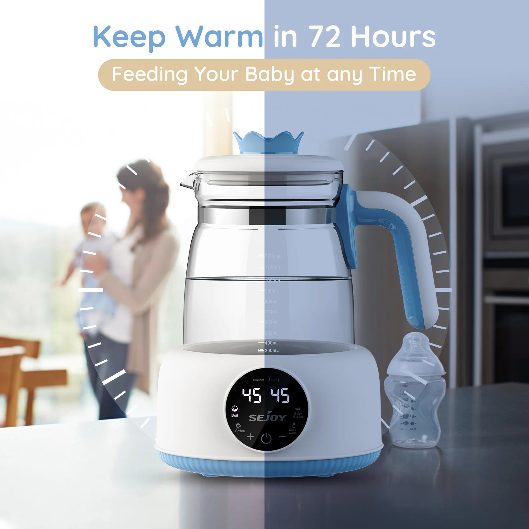 Sejoy Electric Milk Bottle Warmer  Infant Thermostatic Milk Modulator Baby Formula Kettle Automatic Warmer Feeding Bottle - The Kings Lots