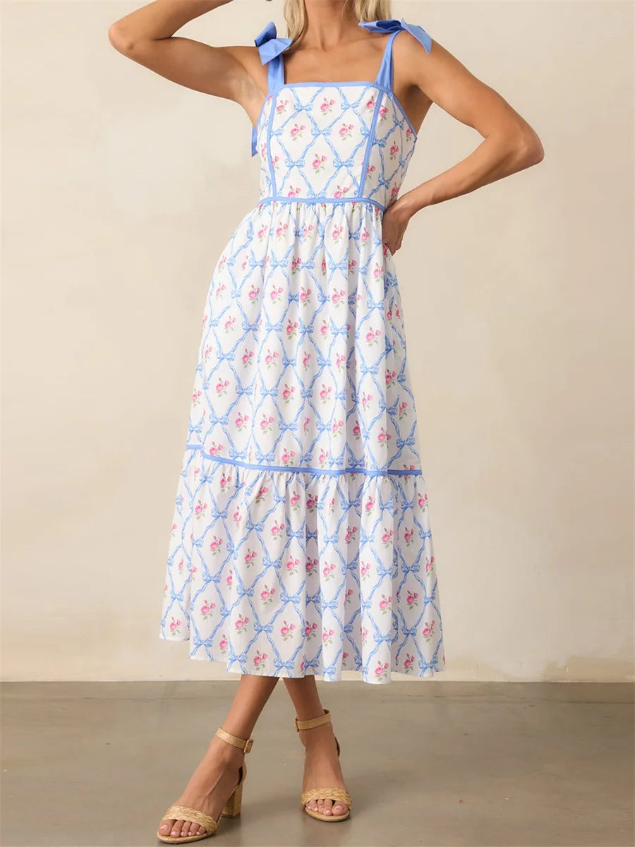 Women s Elegant V-Neck Maxi Dress with Ruffle Sleeves