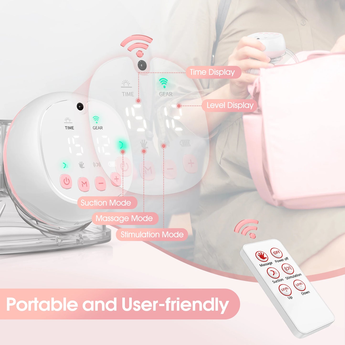 2 Pcs Electric Wearable Breast Pump 1200mAh USB Chargable Silent Milk Extractor Painless Automatic Milker Comfort Breastfeeding - The Kings Lots