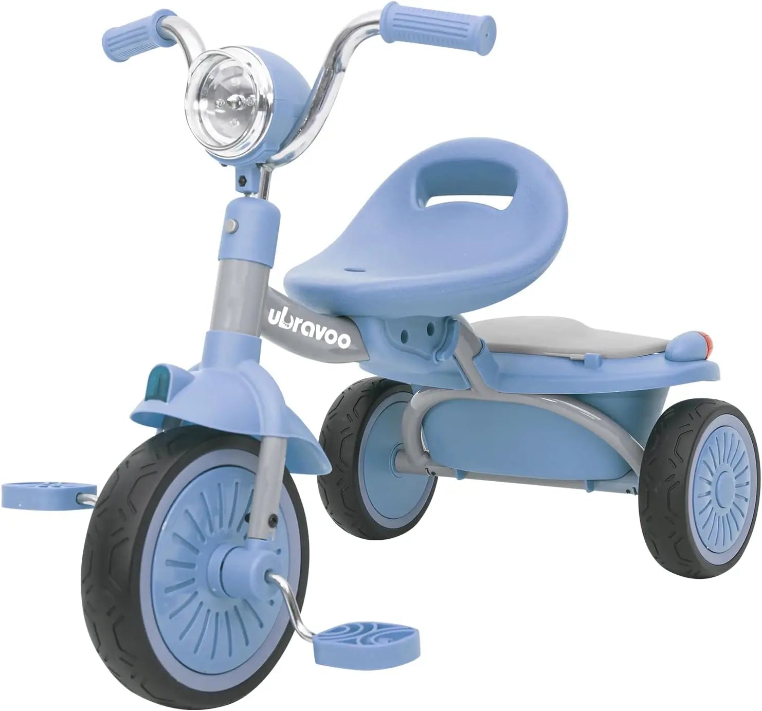 UBRAVOO Baby Foldable Tricycle Trike with Pedals,Unique PU Wheels with Elasticity Shock-absorbing Effect,Cool Lights,1-5 Years - The Kings Lots