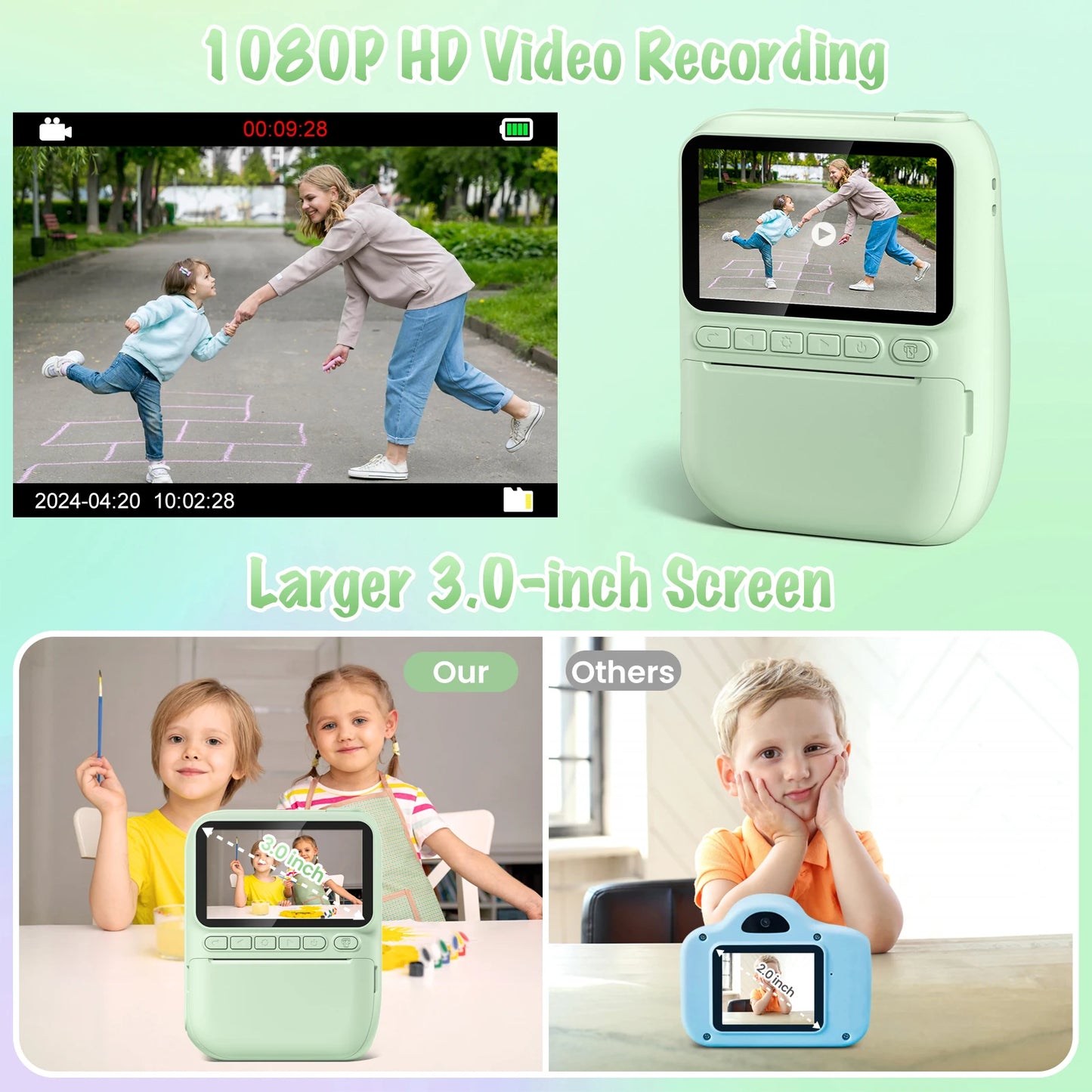 Gofunly Kids Instant Print Camera 3.0 Mini Digital Camera - The Kings Lots
