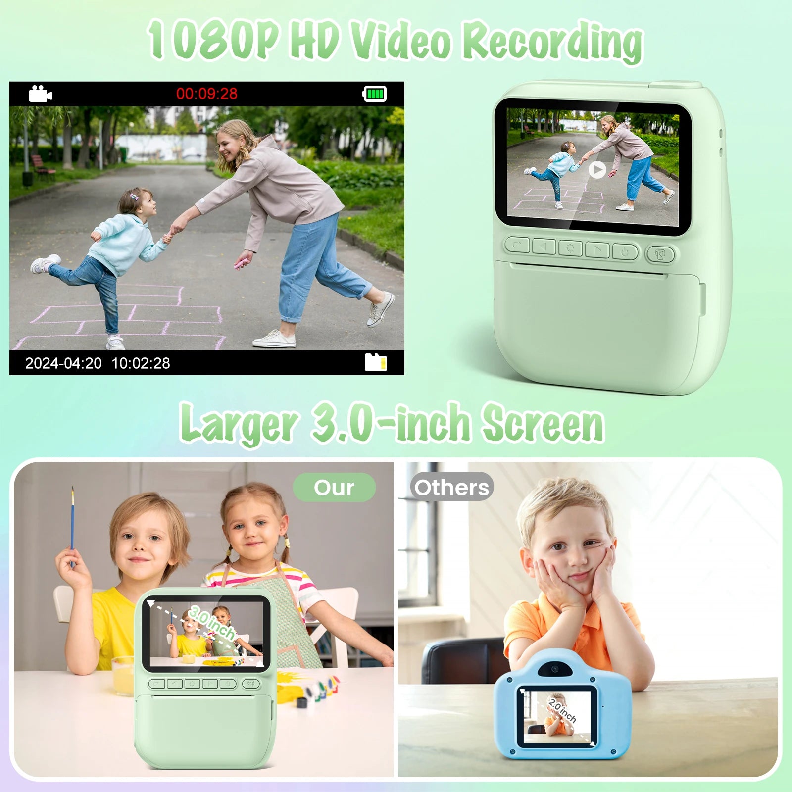 Gofunly Kids Instant Print Camera 3.0 Mini Digital Camera - The Kings Lots