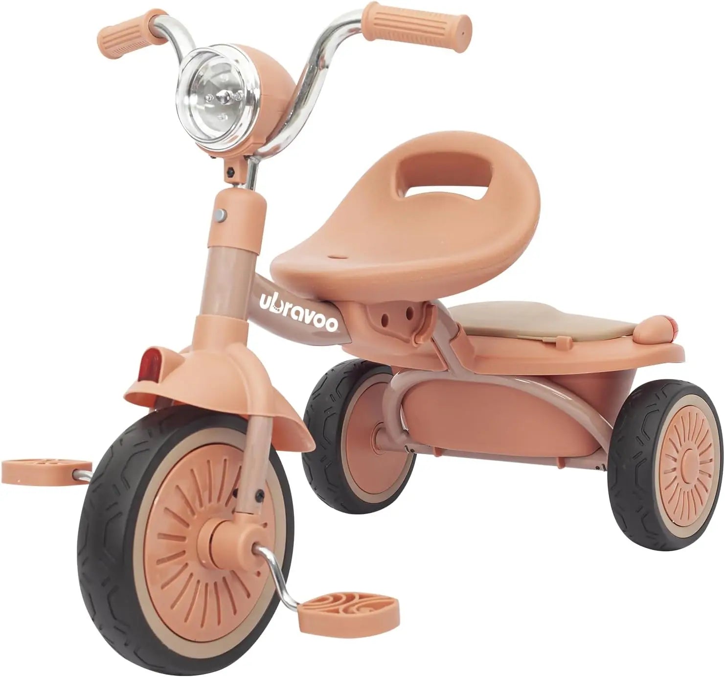 UBRAVOO Baby Foldable Tricycle Trike with Pedals,Unique PU Wheels with Elasticity Shock-absorbing Effect,Cool Lights,1-5 Years - The Kings Lots