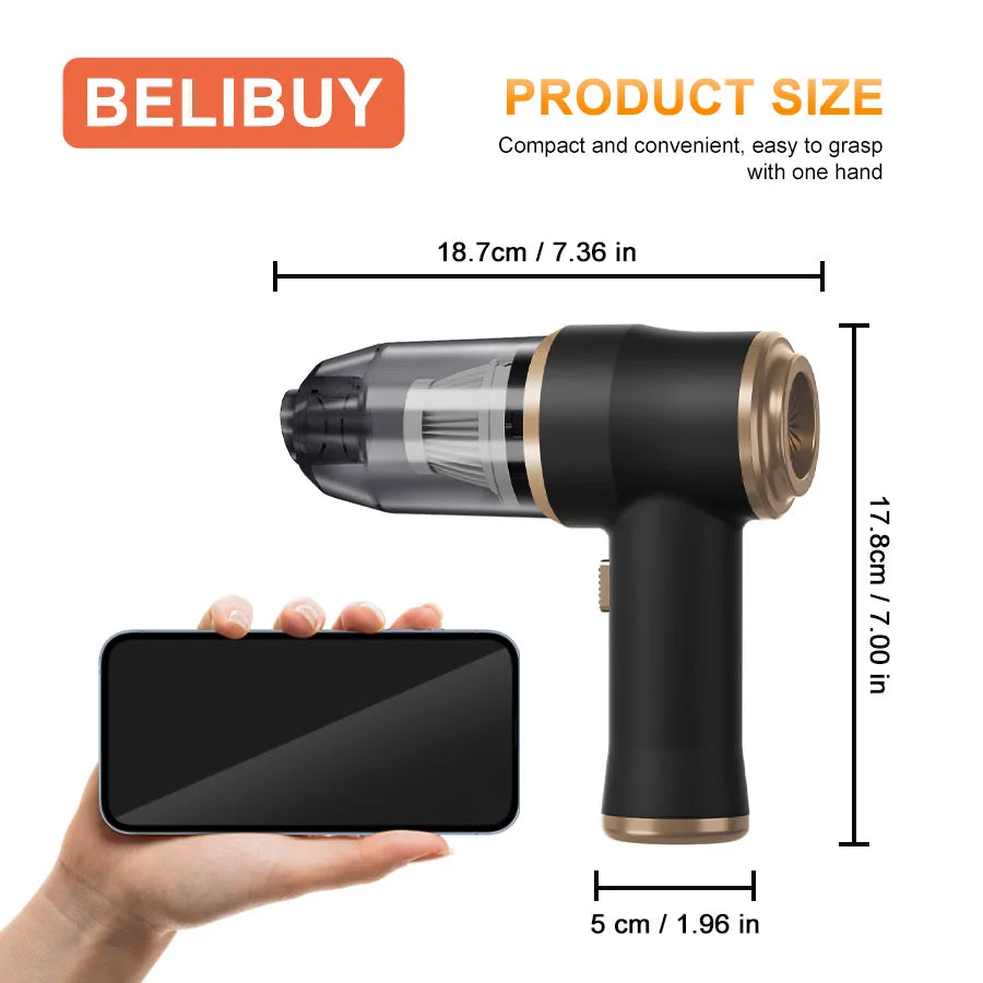 BELIBUY Wireless Car Vacuum Cleaner for High Power Home Use - The Kings Lots