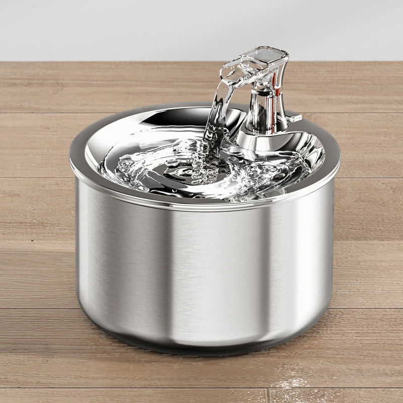 2L Fully Stainless Steel Pet Water Dispenser Automatic Cat Water Fountain with Sensor Heater - The Kings Lots