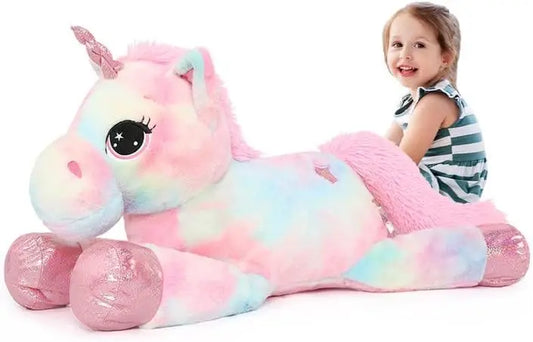 Tezituor 43in Giant Unicorn Plush Toys,Big Rainbow Pink Unicorn Stuffed Animals for Children,Great Unicorns Gifts for Girls - The Kings Lots