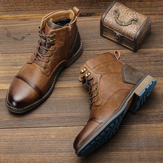 Size 8-13 Retro Men Boots 2025 Fashion Comfortable Spring Leather Boots - The Kings Lots