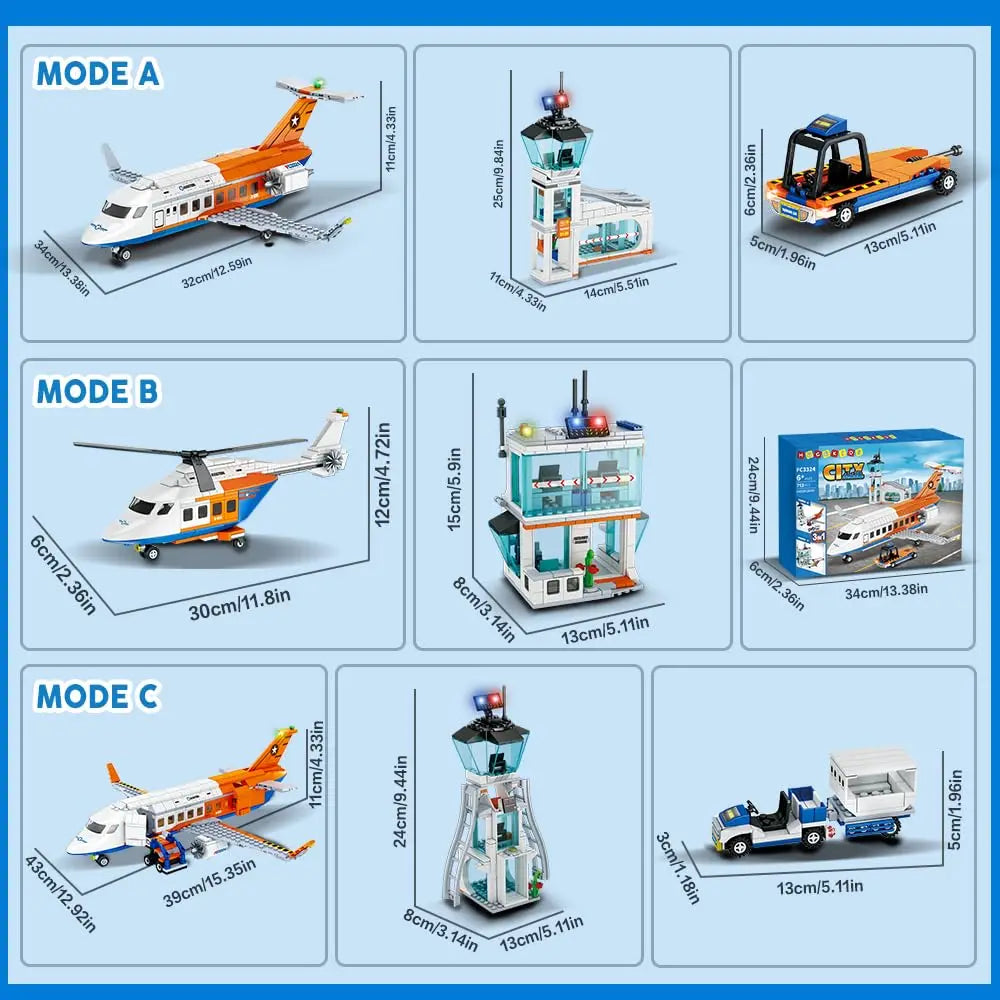 HOGOKIDS City Passenger Airplane Building Set STEM 3 in 1 Toy - The Kings Lots