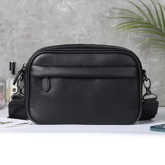 Casual Business Purse Handbag Classic Pattern Men Shoulder Crossbody Bag Wide Strap Small Square Travel Work Male Sling Bags - The Kings Lots